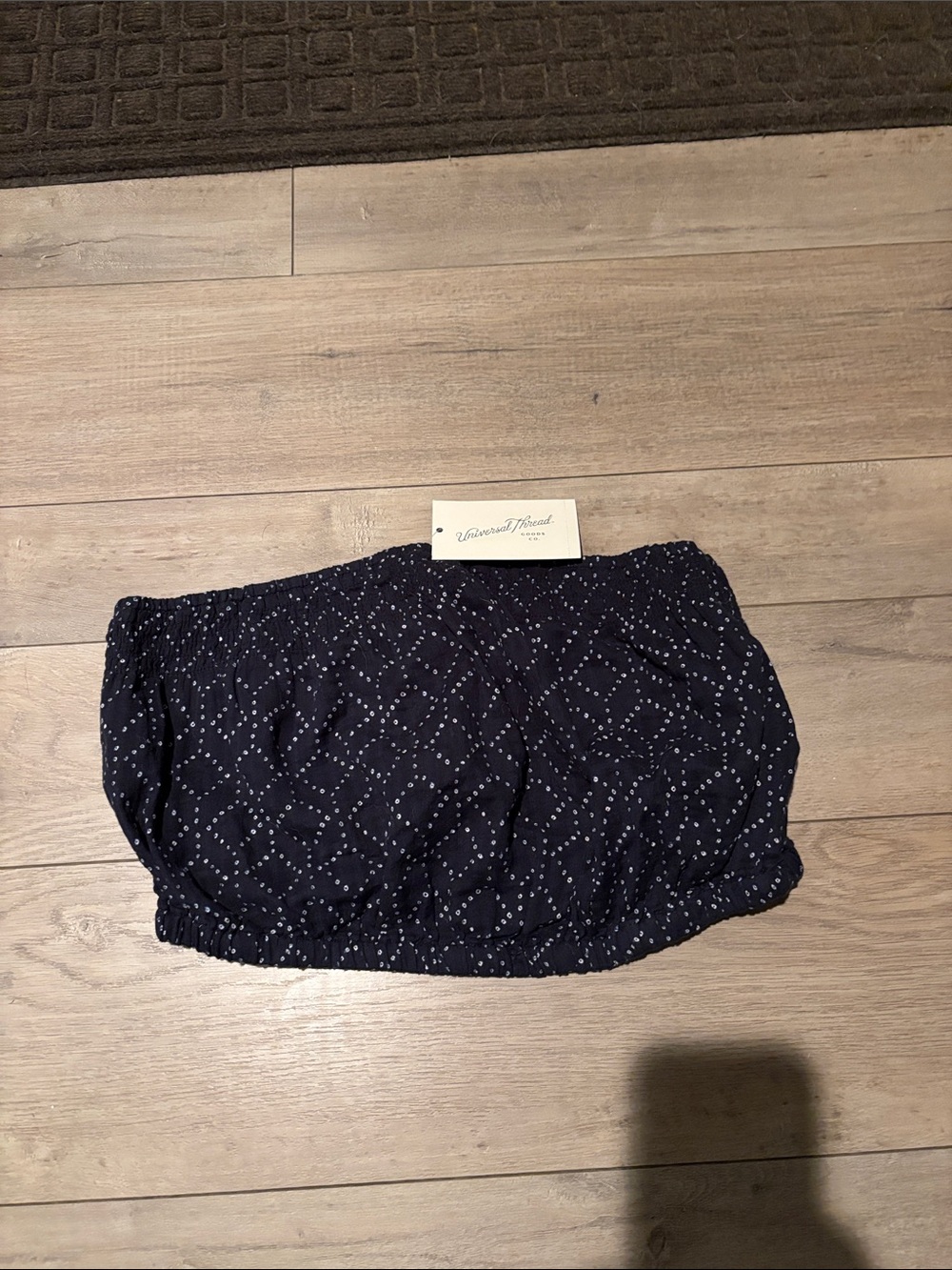 Women's Navy Printed Elastic Tube Top